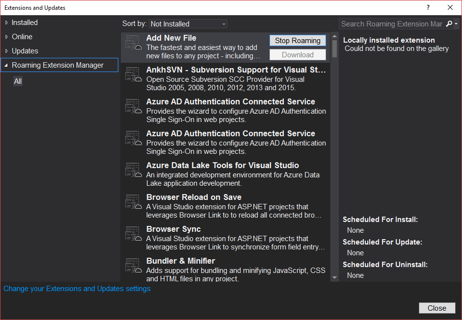 Roaming Extension Manager